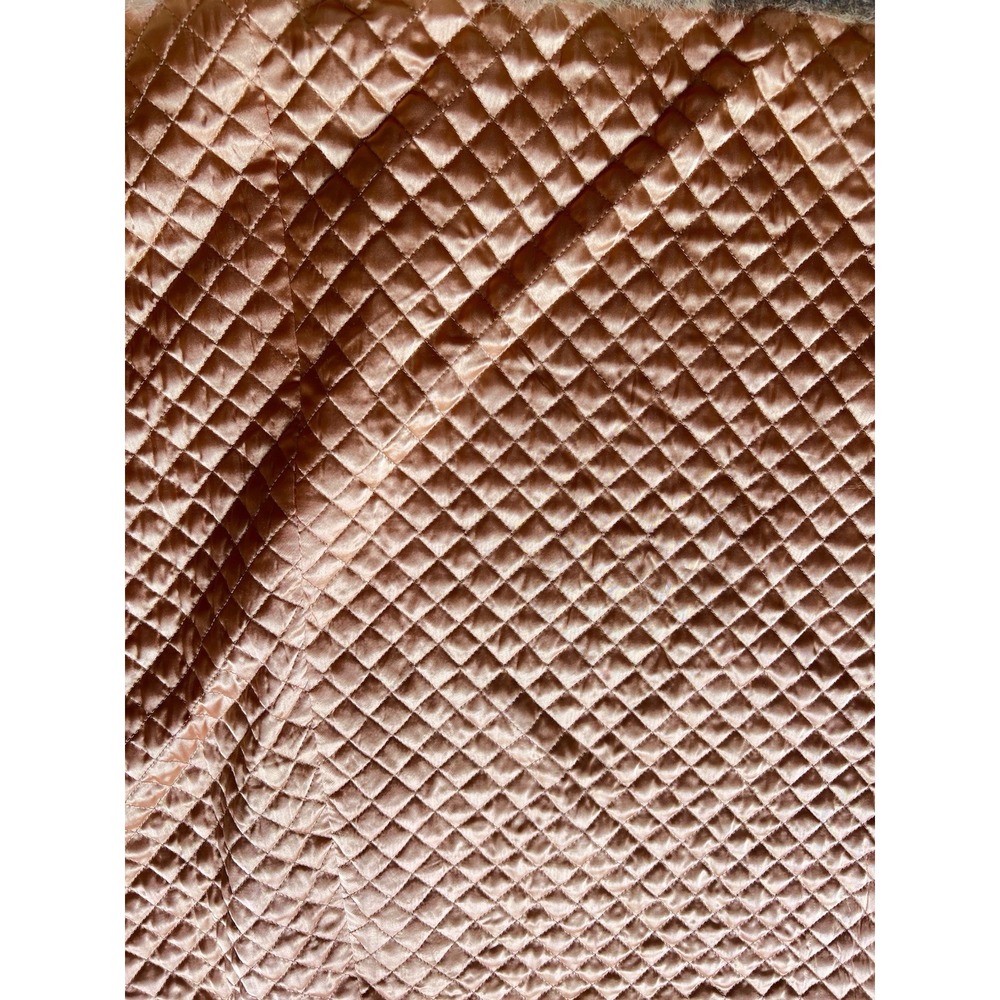 Vintage 60s 70s Tan Coat Genuine Fur Trim Quilted Lining Belted Mod Camel M/L - Picture 11 of 13